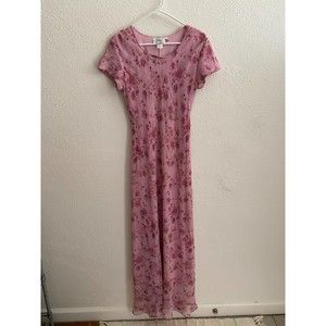 vintage jody cali made in USA pink y2k floral fairycore maxi dress size 7/8 M